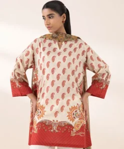 Discount Sapphire 3 Piece - Printed Lawn Suit Maroon and CreamDupatta
