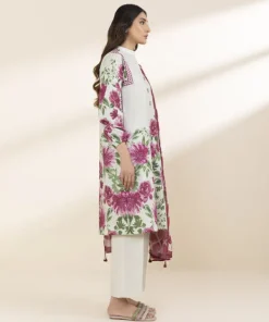 Fashion Sapphire 3 Piece - Printed Lawn Suit Off White & MagentaDupatta