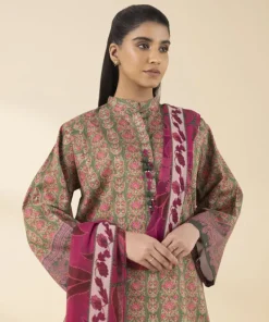 New Sapphire 3 Piece - Printed Lawn Suit Green & PinkDupatta