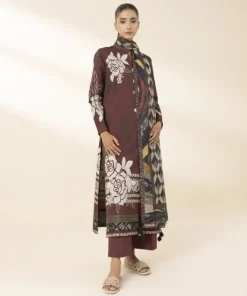 Best Sapphire 3 Piece - Printed Lawn Suit MaroonDupatta