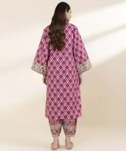 Hot Sapphire 2 Piece - Printed Lawn Suit Pink & Off WhiteTrouser