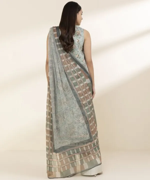 Clearance Sapphire 3 Piece - Printed Lawn Suit TurquoiseDupatta