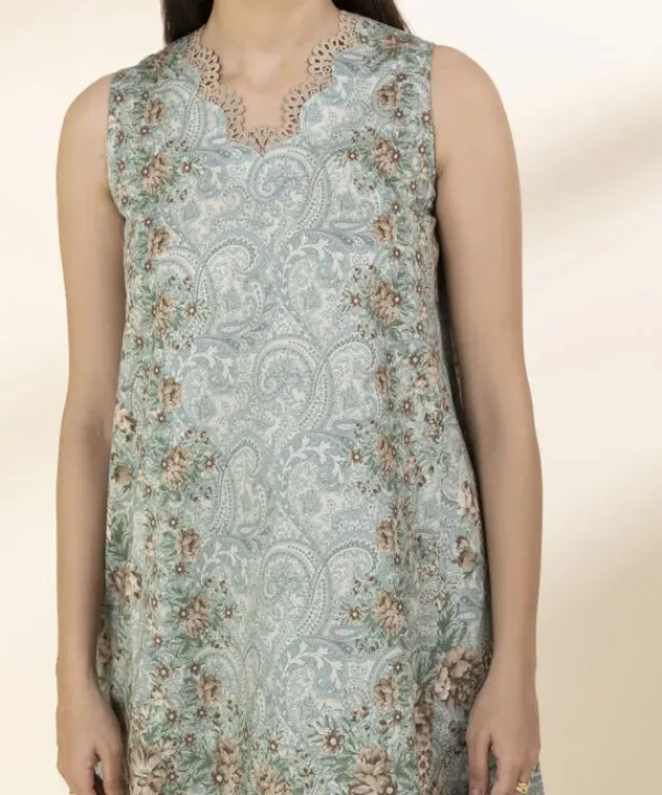 Clearance Sapphire 3 Piece - Printed Lawn Suit TurquoiseDupatta