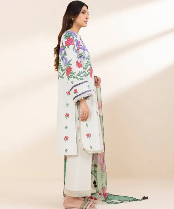 Fashion Sapphire 3 Piece - Printed Lawn Suit OffwhiteDupatta