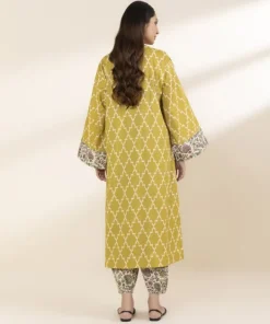 New Sapphire 2 Piece - Printed Lawn Suit YellowTrouser