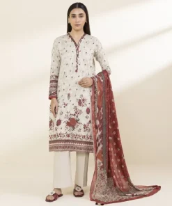 Clearance Sapphire 3 Piece - Printed Lawn Suit Off WhiteDupatta