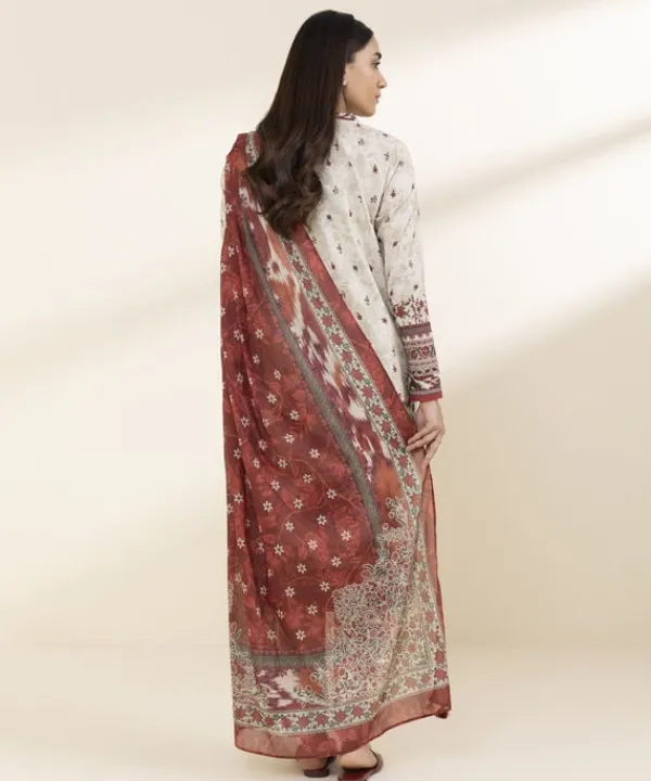 Clearance Sapphire 3 Piece - Printed Lawn Suit Off WhiteDupatta