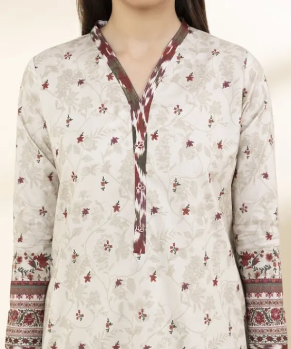 Clearance Sapphire 3 Piece - Printed Lawn Suit Off WhiteDupatta