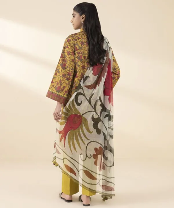 Clearance Sapphire 3 Piece - Printed Lawn Suit MustardDupatta