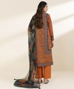 New Sapphire 3 Piece - Printed Lawn Suit Rust OrangeDupatta