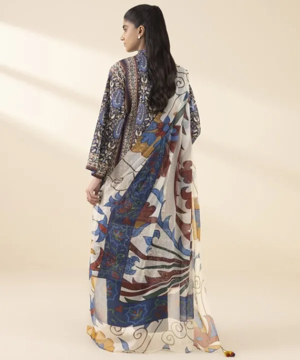Outlet Sapphire 3 Piece - Printed Lawn Suit BlueDupatta