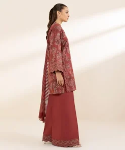 Hot Sapphire 2 Piece - Printed Lawn Suit MaroonDupatta