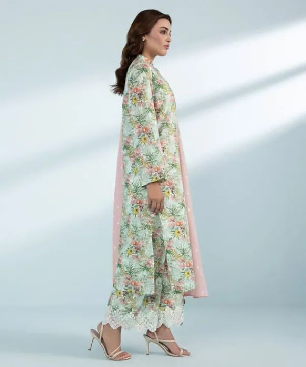 Online Sapphire 3 Piece - Printed Lawn Suit Green