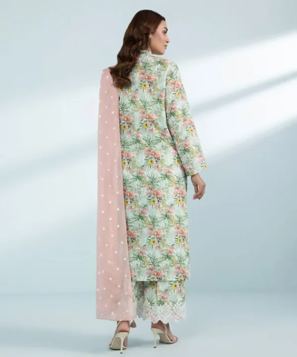 Online Sapphire 3 Piece - Printed Lawn Suit Green
