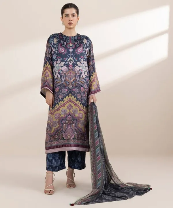 Best Sapphire 3 Piece - Printed Silk Suit