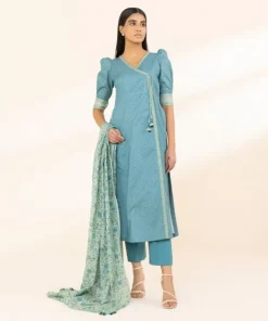 Clearance Sapphire 2 Piece - Printed Zari Lawn Suit Light BlueDupatta