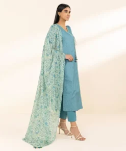 Clearance Sapphire 2 Piece - Printed Zari Lawn Suit Light BlueDupatta