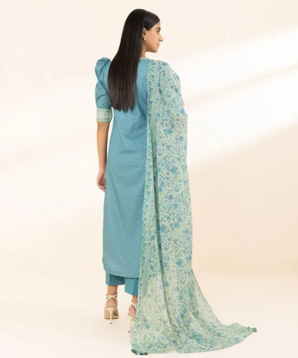 Clearance Sapphire 2 Piece - Printed Zari Lawn Suit Light BlueDupatta