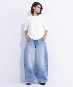 Hot Sapphire Barrel Fit Jeans Mid Blue Wash
