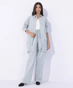 Best Sapphire Blended Linen Pull On Trousers Blue