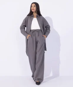 Clearance Sapphire Blended Linen Pull On Trousers Grey