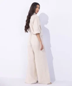Hot Sapphire Blended Linen Pull On Trousers Khaki