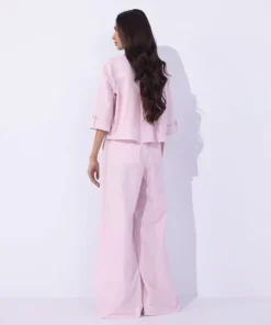 Sale Sapphire Blended Linen Pull On Trousers Lilac