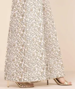 Discount Sapphire Block Printed Flared Pants White