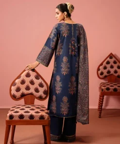 Sale Sapphire Block Printed Lawn Shirt Blue