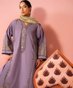 Online Sapphire Block Printed Lawn Shirt Purple
