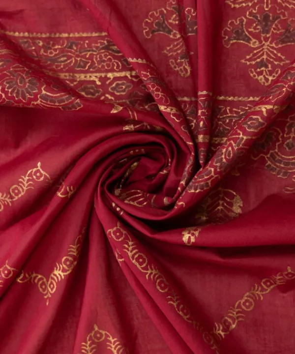 Clearance Sapphire Block Printed Voile Dupatta Maroon