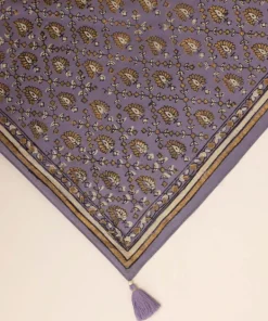 Online Sapphire Block Printed Voile Dupatta Purple