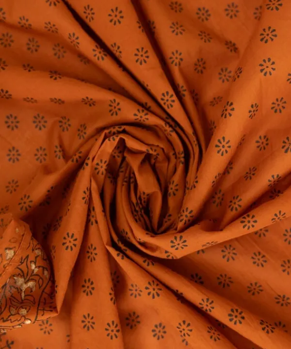 Best Sapphire Block Printed Voile Dupatta Orange