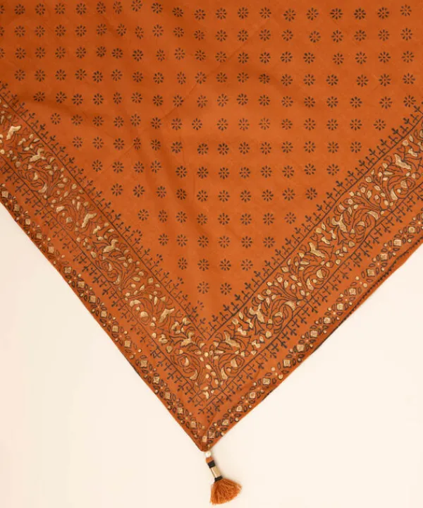 Best Sapphire Block Printed Voile Dupatta Orange