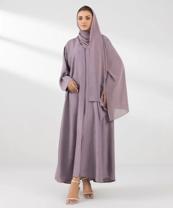 Hot Sapphire Button Through Abaya Set pink