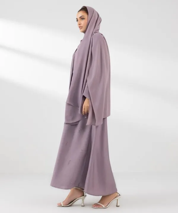 Hot Sapphire Button Through Abaya Set pink