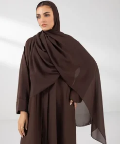 Sale Sapphire Button Through Kimono Abaya Brown