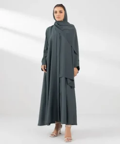 New Sapphire Button Through Kimono Abaya green