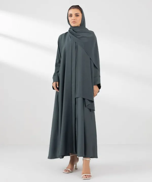 New Sapphire Button Through Kimono Abaya green
