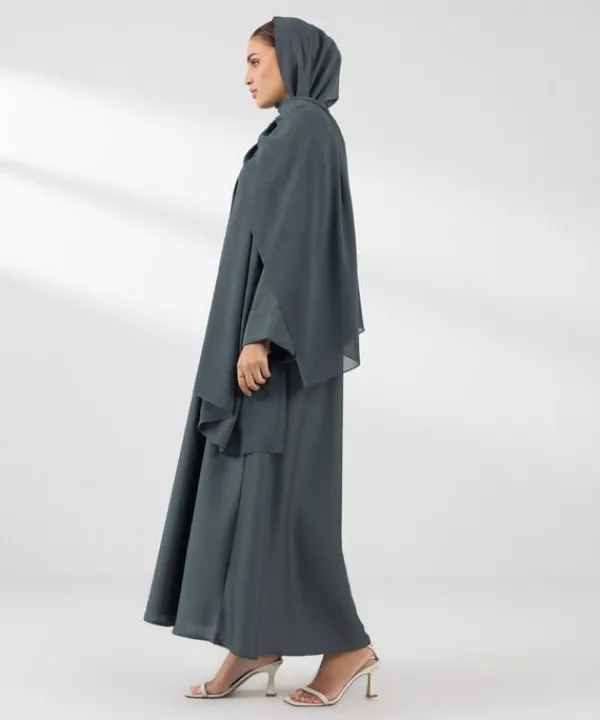 New Sapphire Button Through Kimono Abaya green