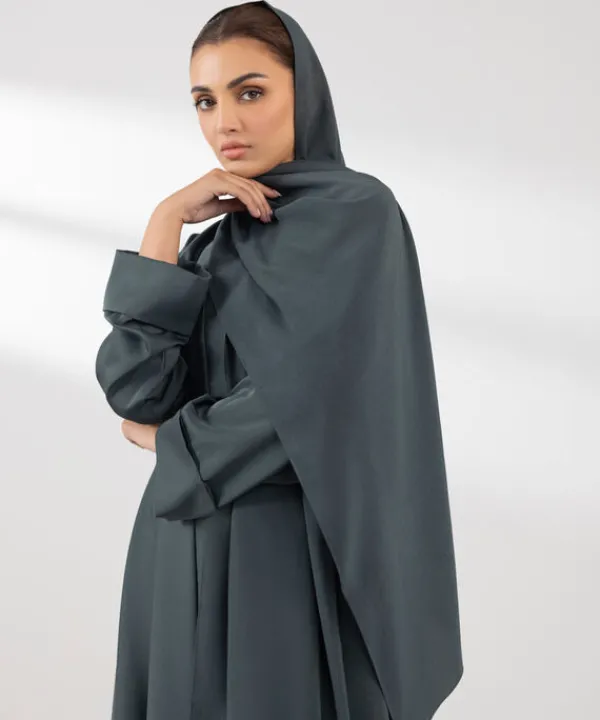 New Sapphire Button Through Kimono Abaya green