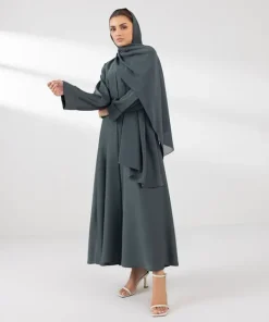 New Sapphire Button Through Kimono Abaya green