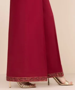 Best Sapphire Cambric Flared Pants Maroon