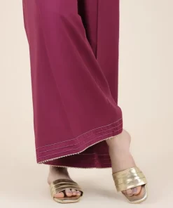 Outlet Sapphire Cotton Satin Flared Pants Purple
