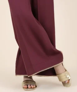 Best Sapphire Cotton Satin Flared Pants Burgandy