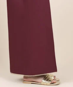 Best Sapphire Cotton Satin Flared Pants Burgandy