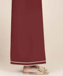 Online Sapphire Cotton Satin Flared Pants Maroon