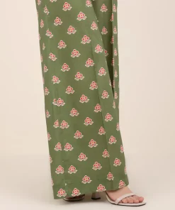 Discount Sapphire Cotton Viscose Flared Pants Green