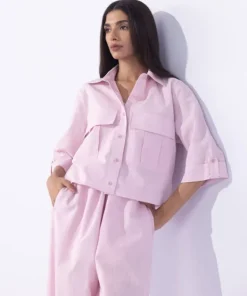 Online Sapphire Cropped Shirt With Cargo Pockets Lilac