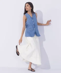 New Sapphire Denim Waistcoat Blue Wash
